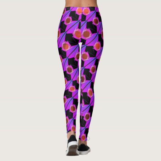 Lilac-Formen, rote, dunkle Kreise oder abstraktes  Leggings (Rückseite)