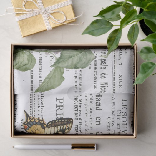 Lilac Frack Butterfly French Newspapier Ads Seidenpapier (Geschenk)