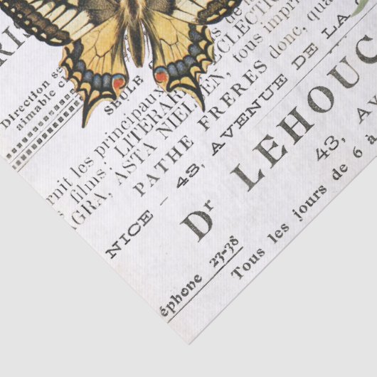 Lilac Frack Butterfly French Newspapier Ads Seidenpapier (Detail)