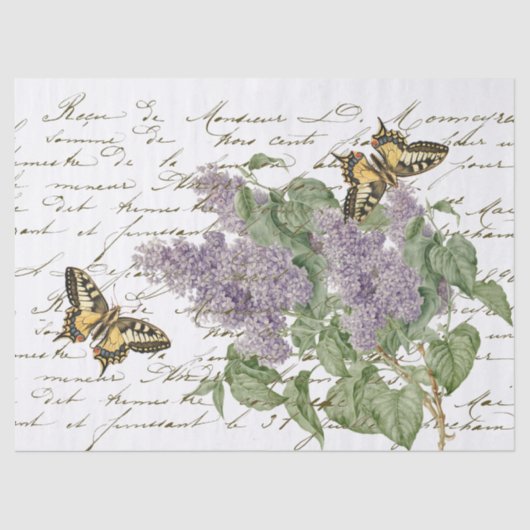 Lilac Frack Butterfly French Script Craft Seidenpapier (Vorderseite)