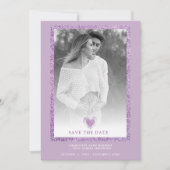 Lilac Frame Sparkle Minimalistisches Foto Verlobte (Vorderseite)