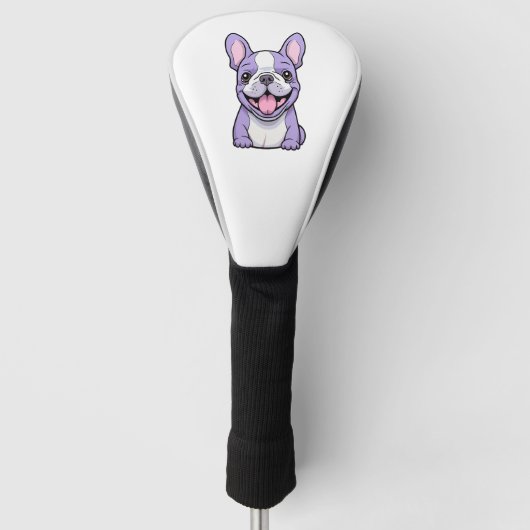 Lilac French Bulldog Golf Headcover (Vorderseite)