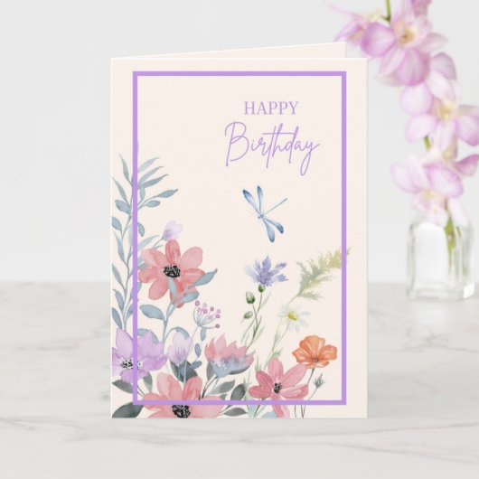 Lilac Garden Birthday Card Karte (Orchidee)