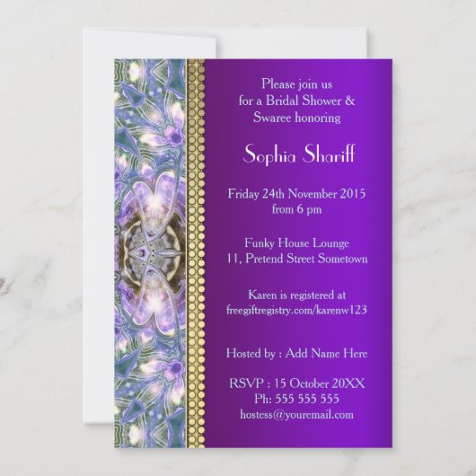 Lilac Geo Dragonfly Magic Bridal Dusche Einladung (Rückseite)