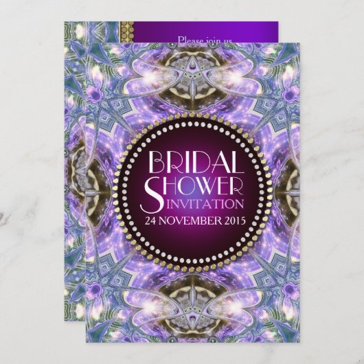Lilac Geo Dragonfly Magic Bridal Dusche Einladung (Vorne/Hinten)