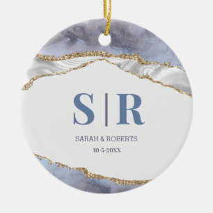 Lilac Geode Agate Paares Mit Monogramm Weihnachten Keramik Ornament