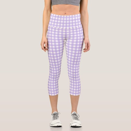 Lilac Gingham Capri Leggings (Vorderseite)