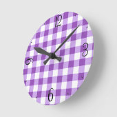 Lilac Gingham Clock Runde Wanduhr (Winkel)