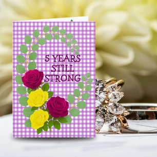 Lilac Gingham Floral 5-Jubiläum Couple Gift Karte