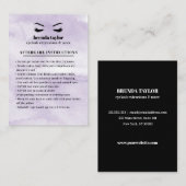 Lilac Glam Eyelash Browbar Aftercare Instructions Visitenkarte (Vorne/Hinten)