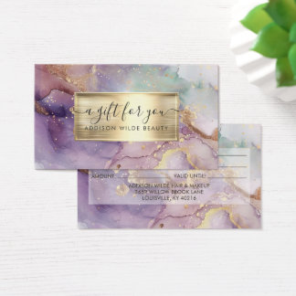 Lilac Glitter Watercolor Faux Gold Salon Geschenkk