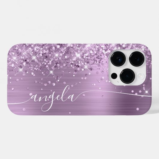 Lilac Glittery Glam Signature Case-Mate iPhone Hülle (Rückseite (Horizontal))