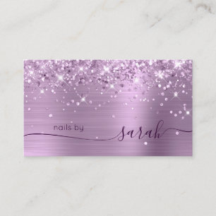 Lilac Glittery Glam Stylish Signature Visitenkarte
