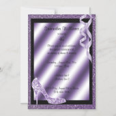 Lilac Glittery Stiletto & Streamers 45. Geburtstag Magneteinladung (Vorderseite)