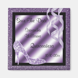 Lilac Glittery Stiletto & Streamers Quinceañera Magnet