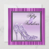 Lilac Glittery Stilettos & Music Fabulous 50 Einladung (Vorderseite)