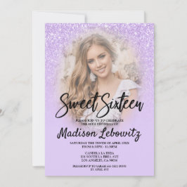 Lilac Glitzer Glam Sweet 16 Foto Einladung
