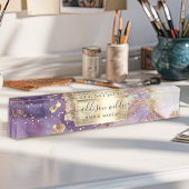 Lilac Glitzer Watercolor Imitate Golden Fossil Namensplakette