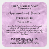 Lilac Glitzern Duftrollenschild Quadratischer Aufkleber (Vorderseite)