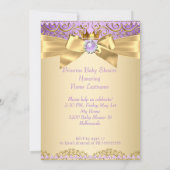 Lilac Gold Ballerina Princess Baby Dusche Brünett Einladung (Rückseite)