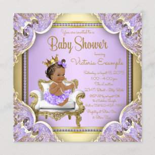 Lilac Gold Ethnic Princess Baby Shower Einladungen