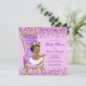 Lilac Gold Princess Baby Dusche Einladung (Stehend Vorderseite)