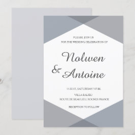 Lilac gray blau geometrisch elegante moderne Hochz Einladung