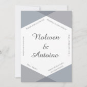 Lilac gray blue hexagon Moderne Hochzeit Einladung (Vorderseite)