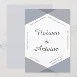 Lilac gray blue hexagon Moderne Hochzeit Einladung