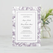 Lilac & Gray Botanische Hochzeitsfeier Einladung (Stehend Vorderseite)