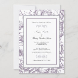 Lilac & Gray Botanische Hochzeitsfeier Einladung