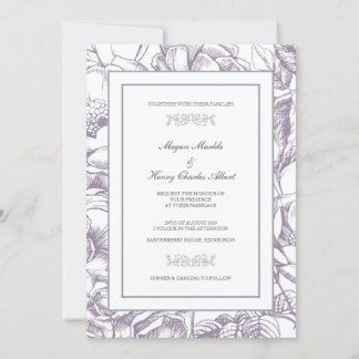 Lilac & Gray Botanische Hochzeitsfeier Einladung