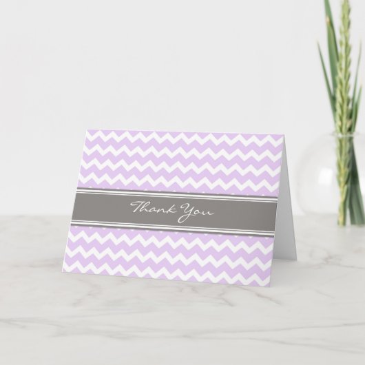 Lilac Gray Chevrons Baby Shower Danke Karte (Vorderseite)