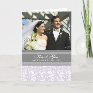 Lilac Gray Foto Wedding Dankeschön Card Dankeskarte