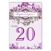 Lilac Gray Vintage Wedding Tischnummer Card (Rückseite)