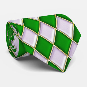 Lilac & Green Diamond Muster Mardi Gras Krawatte