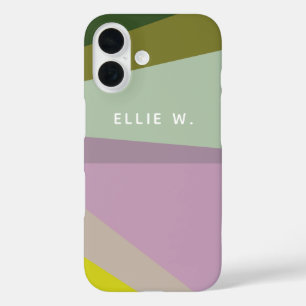 Lilac Green Geometric Color Block Personalisiert iPhone 16 Hülle