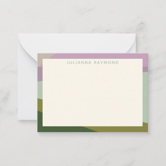 Lilac Green Geometric Color Block Personalisiert Mitteilungskarte (Vorderseite)