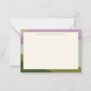 Lilac Green Geometric Color Block Personalisiert Mitteilungskarte