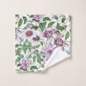 Lilac Green White Vintag Botanische Blume Badhandtuch Set (Waschlappen)