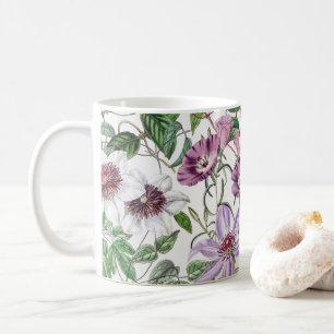 Lilac Green White Vintag Botanische Blume Kaffeetasse