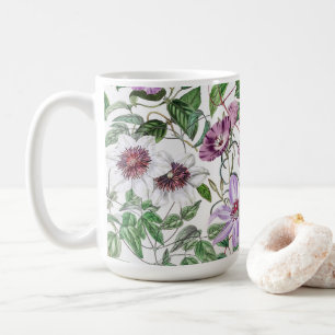Lilac Green White Vintag Botanische Blume Kaffeetasse