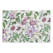 Lilac Green White Vintag Botanische Blume Kissenbezug (Rückseite)