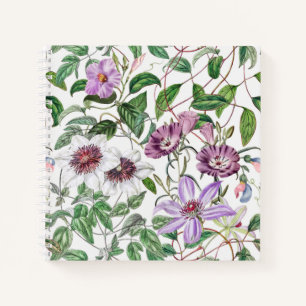 Lilac Green White Vintag Botanische Blume Notizblock