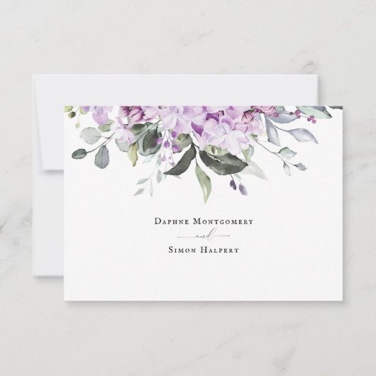 Lilac Greenerity Script Wedding RSVP Reply Card (Rückseite)