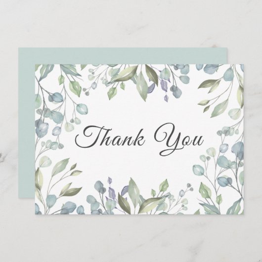 Lilac Greenery Floral Wedding Danke Card (Vorne/Hinten)