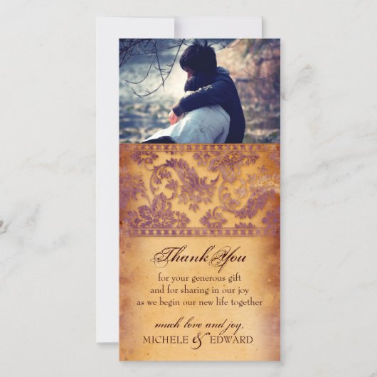 Lilac Grunge Vielen Dank Foto Card Dankeskarte (Vorderseite)