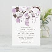 Lilac Hanging Mason Jars Wedding Einladung (Stehend Vorderseite)