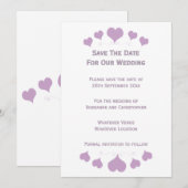 Lilac Hearts Design Hochzeit Save The Date (Vorne/Hinten)