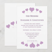 Lilac Hearts Design Wedding Einladung (Vorne/Hinten)
